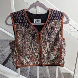 Vintage 70s Brown Floral Paisley Vest - image 1